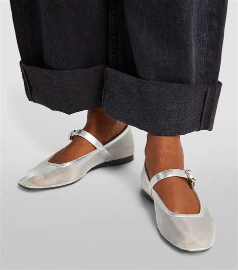 gucci silver ballet flats|Gucci mary jane flats.